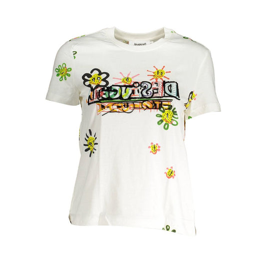 Desigual White Cotton T-Shirt for Women