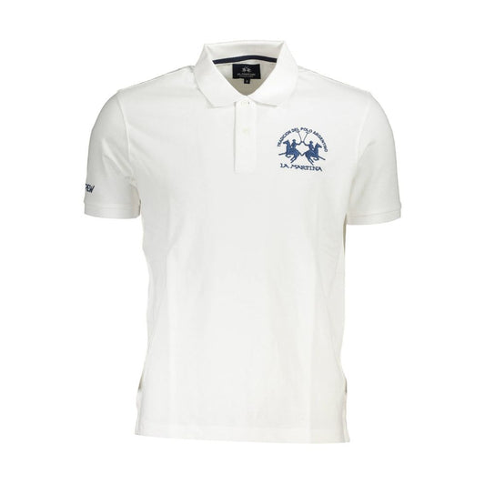 La Martina White Cotton Polo Shirt for Men