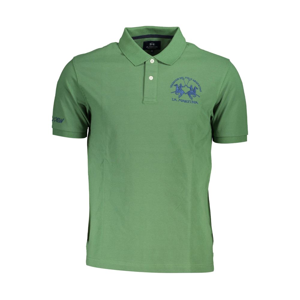 La Martina Green Cotton Polo Shirt for Men