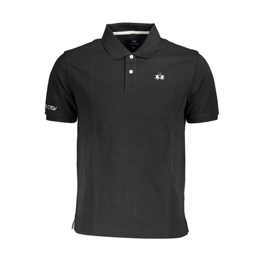 La Martina Black Cotton Polo Shirt for Men