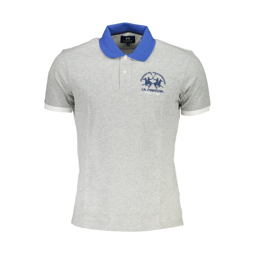 La Martina Grey Cotton Polo Shirt for Men