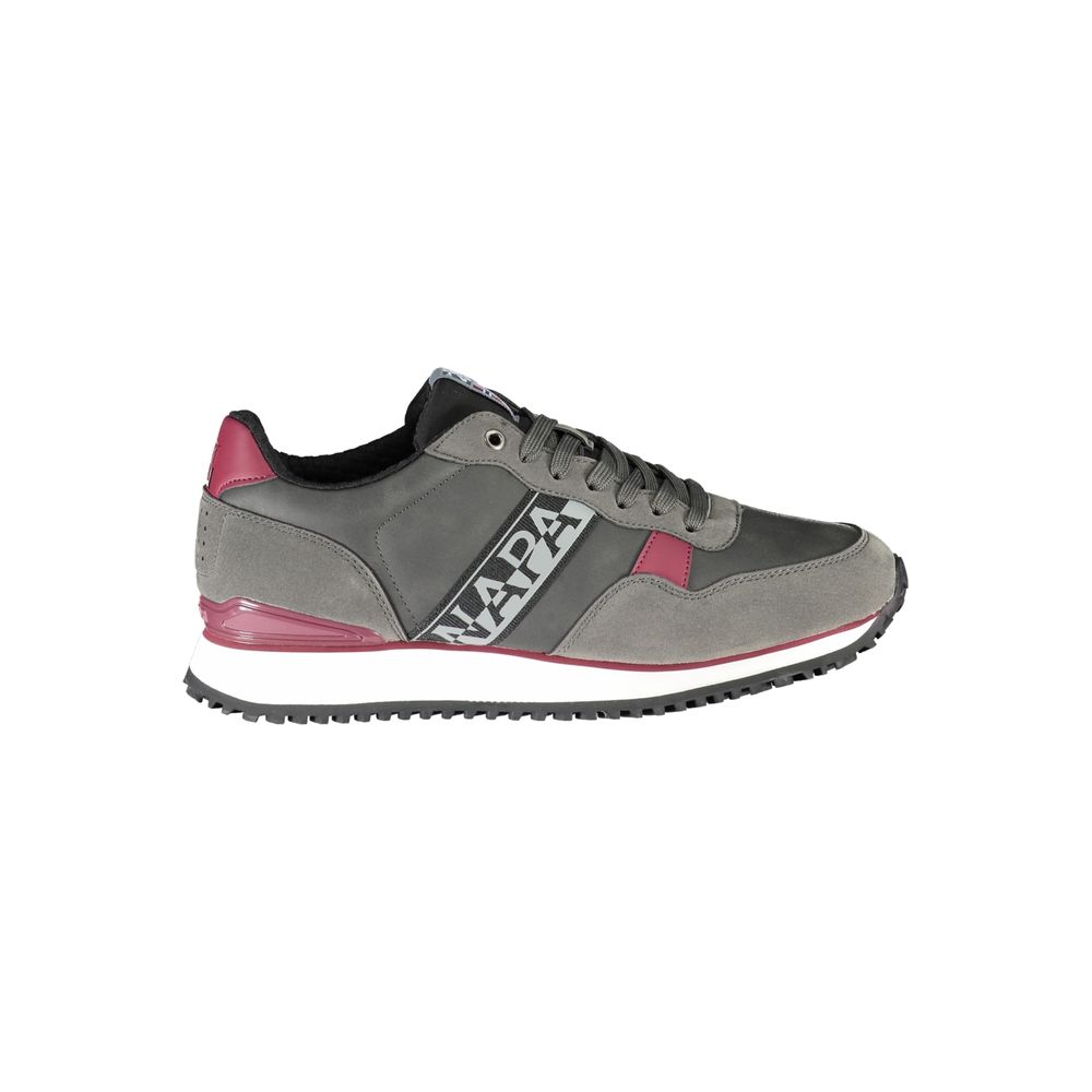 Napapijri Elegant grey lace-up sneakers with contrasting accents