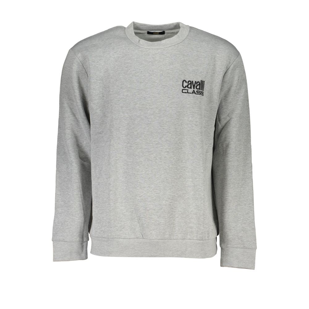 Cavalli Class Chic Grey Embroidered Sweatshirt