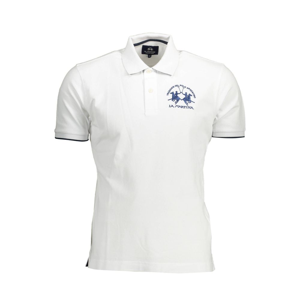 La Martina Elegant short sleeve white polo for men