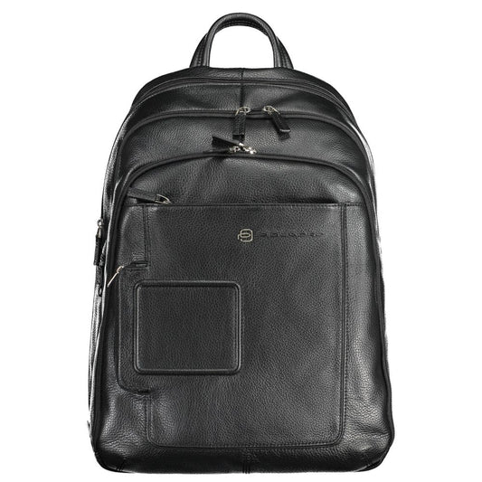 Piquadro Black Leather Backpack for Men