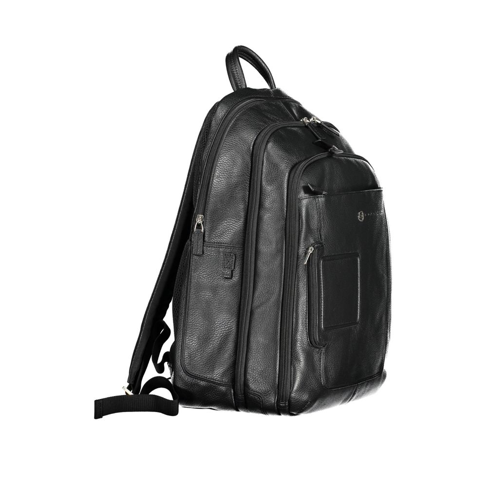 Piquadro Black Leather Backpack for Men