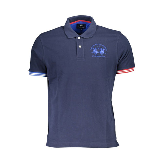 La Martina Elegant blue polo shirt with contrast details