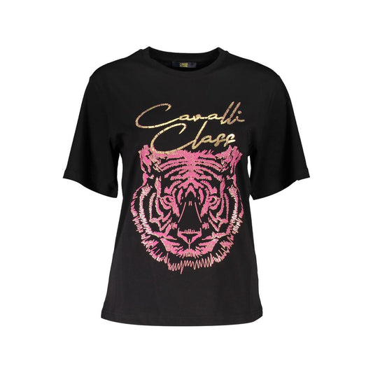 Cavalli Class Black Cotton T-Shirt for Women