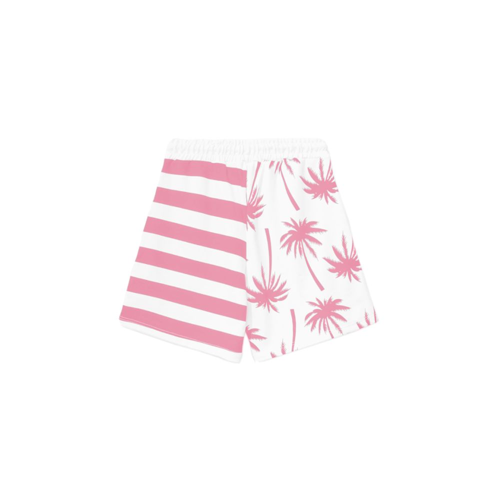 Comme Des Fuckdown Chic pink shorts with stripes and palm print and logo