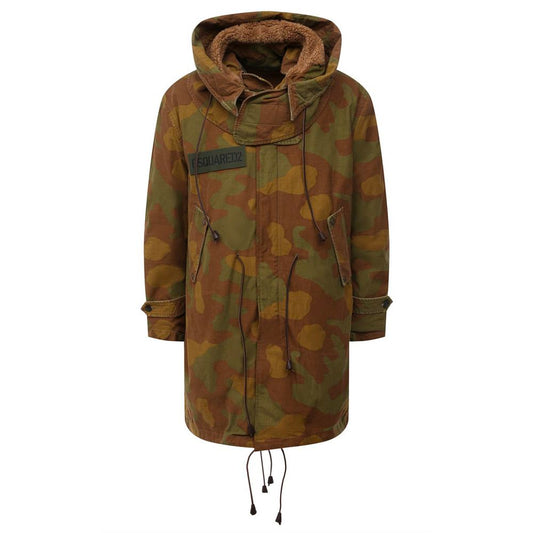 Dsquared² Camouflage Hooded Parka with Leather Accents