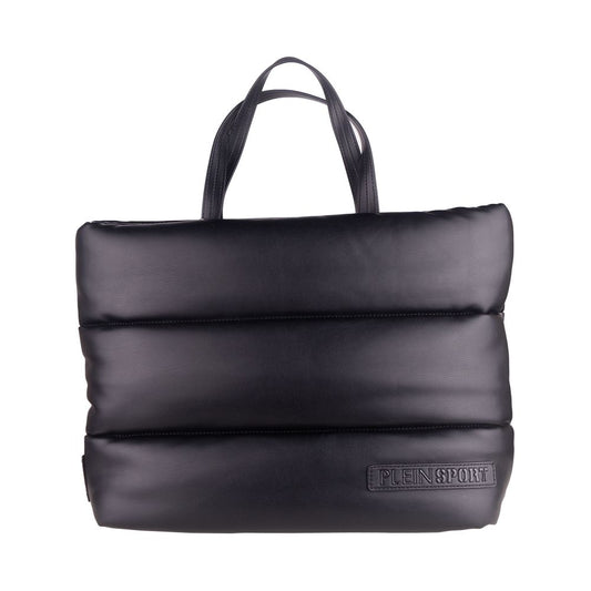 Plein Sport Elegant black padded shopper bag made of eco-leather