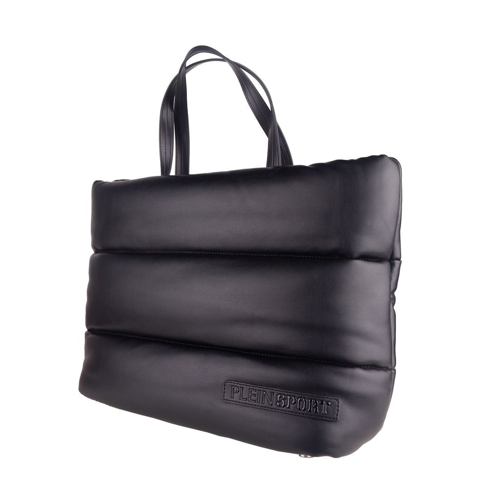 Plein Sport Elegant black padded shopper bag made of eco-leather