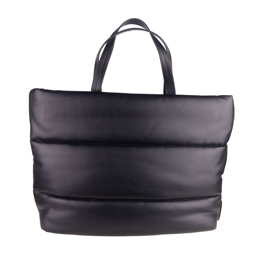 Plein Sport Elegant black padded shopper bag made of eco-leather