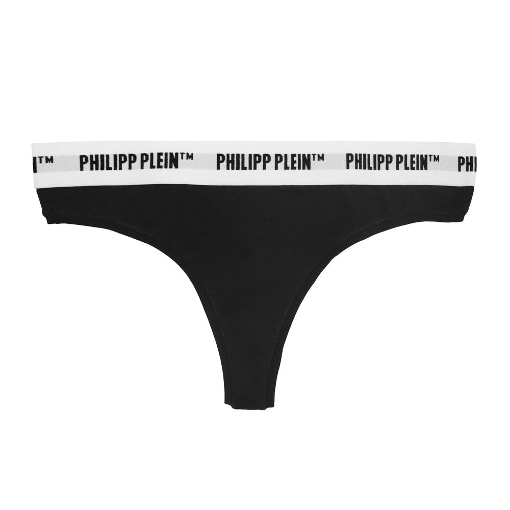 Philipp Plein Black Cotton Thong for Women in a Double Pack