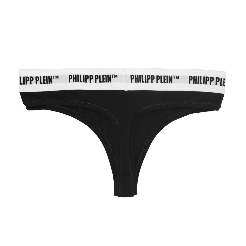 Philipp Plein Black Cotton Thong for Women in a Double Pack