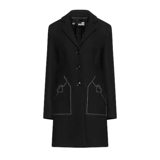 Love Moschino Black Wool Coat for Women