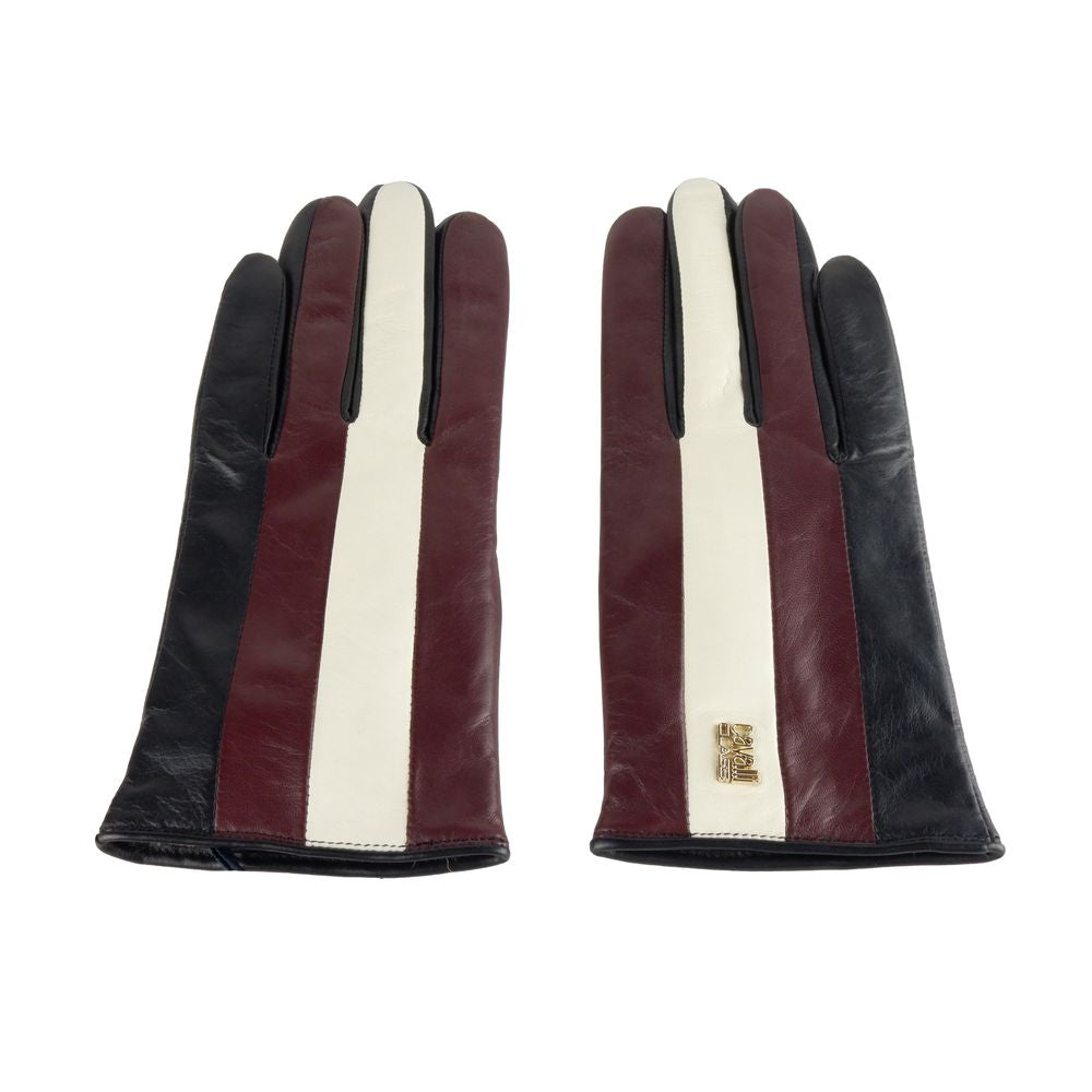 Cavalli Class Chic Lambskin Leather Gloves in Black/Red