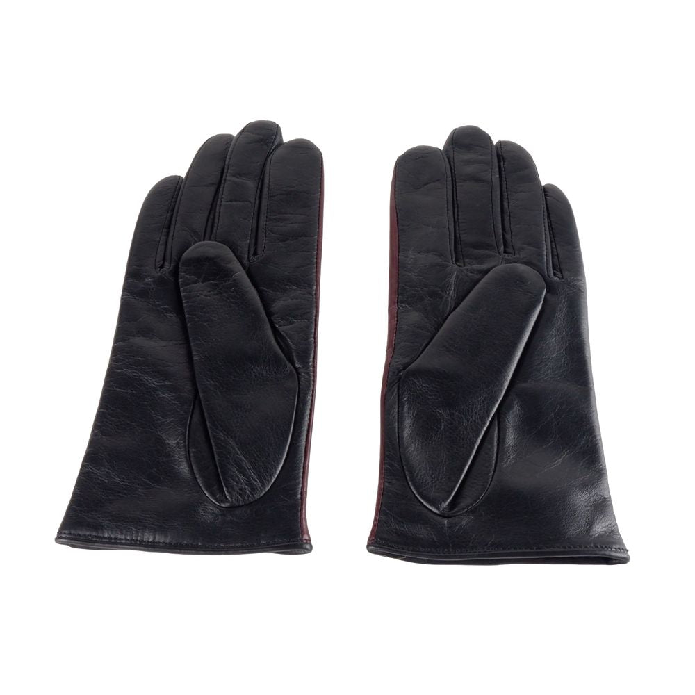 Cavalli Class Chic Lambskin Leather Gloves in Black/Red