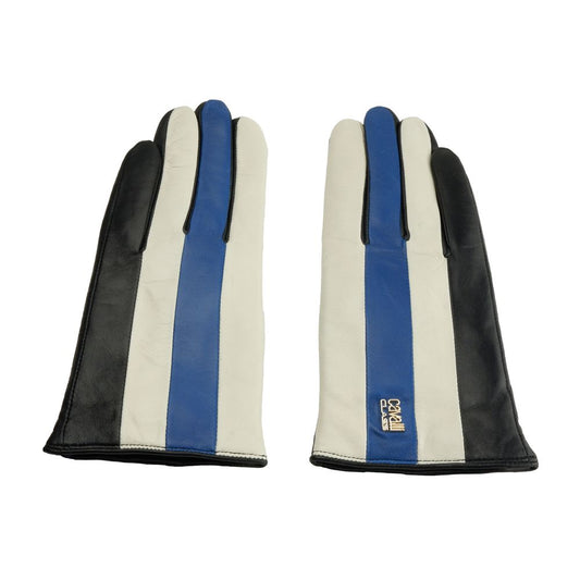 Cavalli Class Chic blue and black lambskin gloves