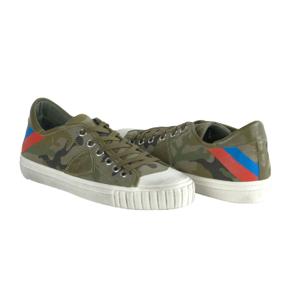 Philippe Model Green Leather Men's Sneakers