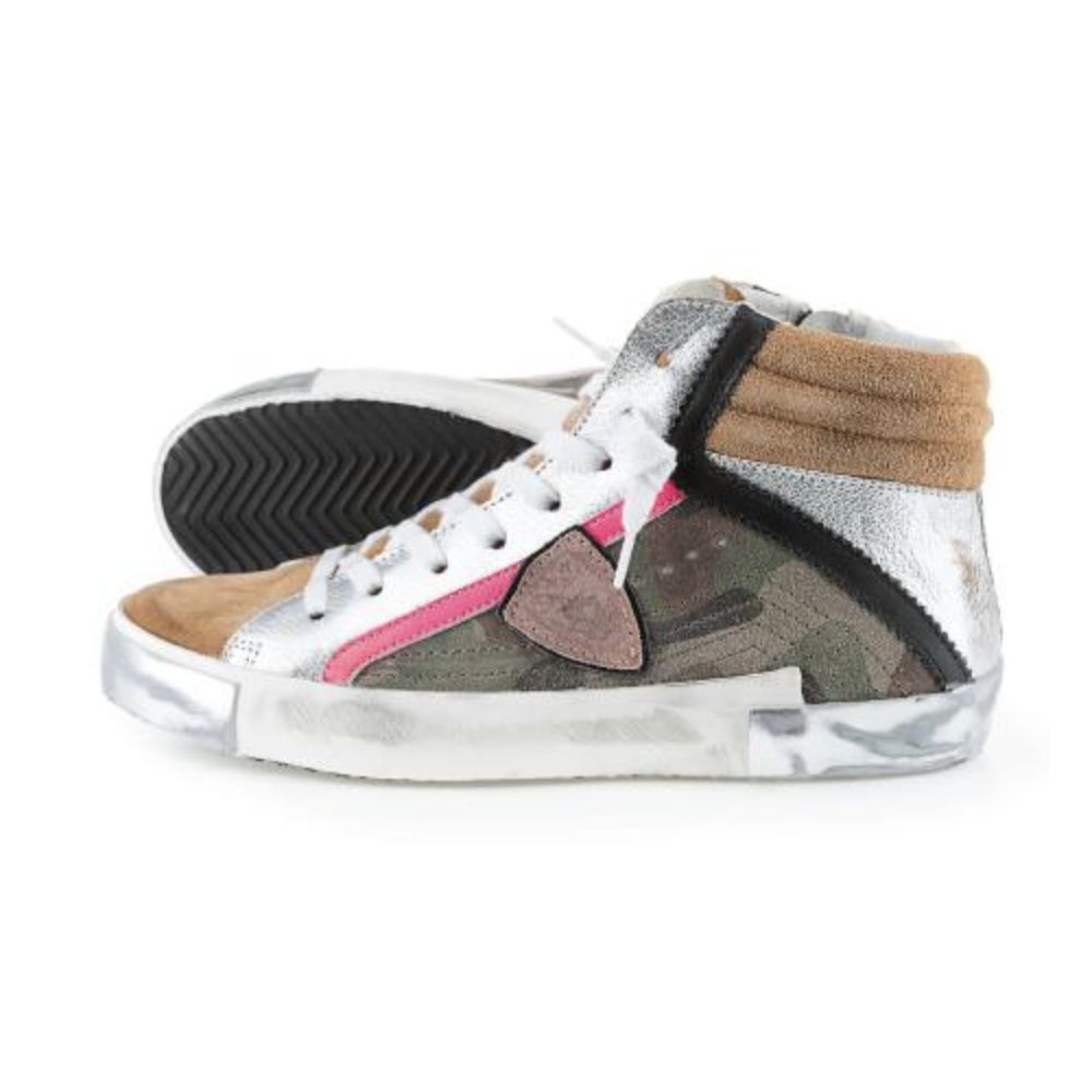 Philippe Model Chic Army Green High-Top Leather Sneakers