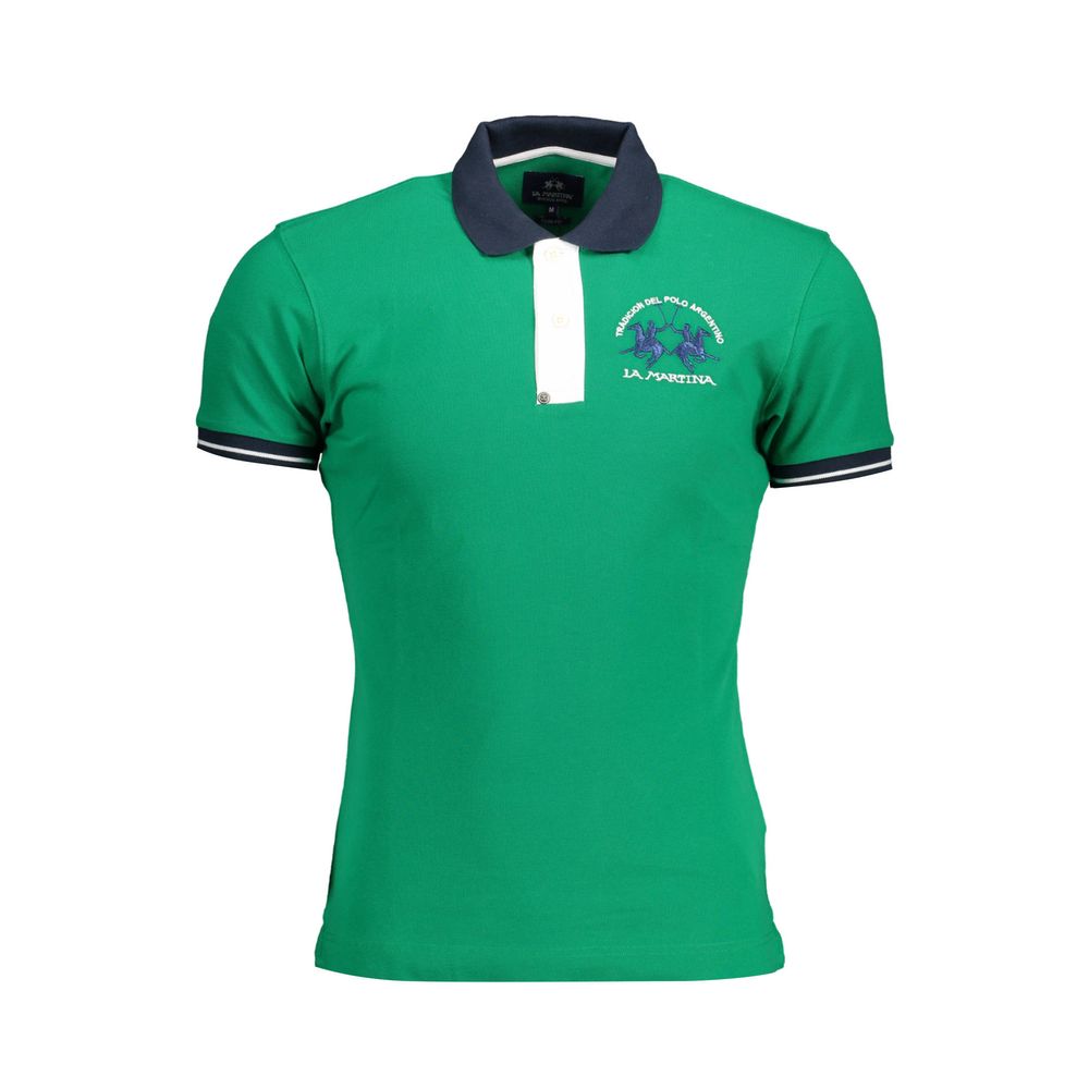 La Martina Green Cotton Polo Shirt for Men