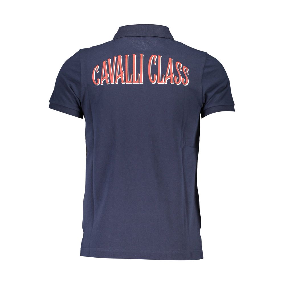 Cavalli Class Blue Cotton Polo Shirt for Men