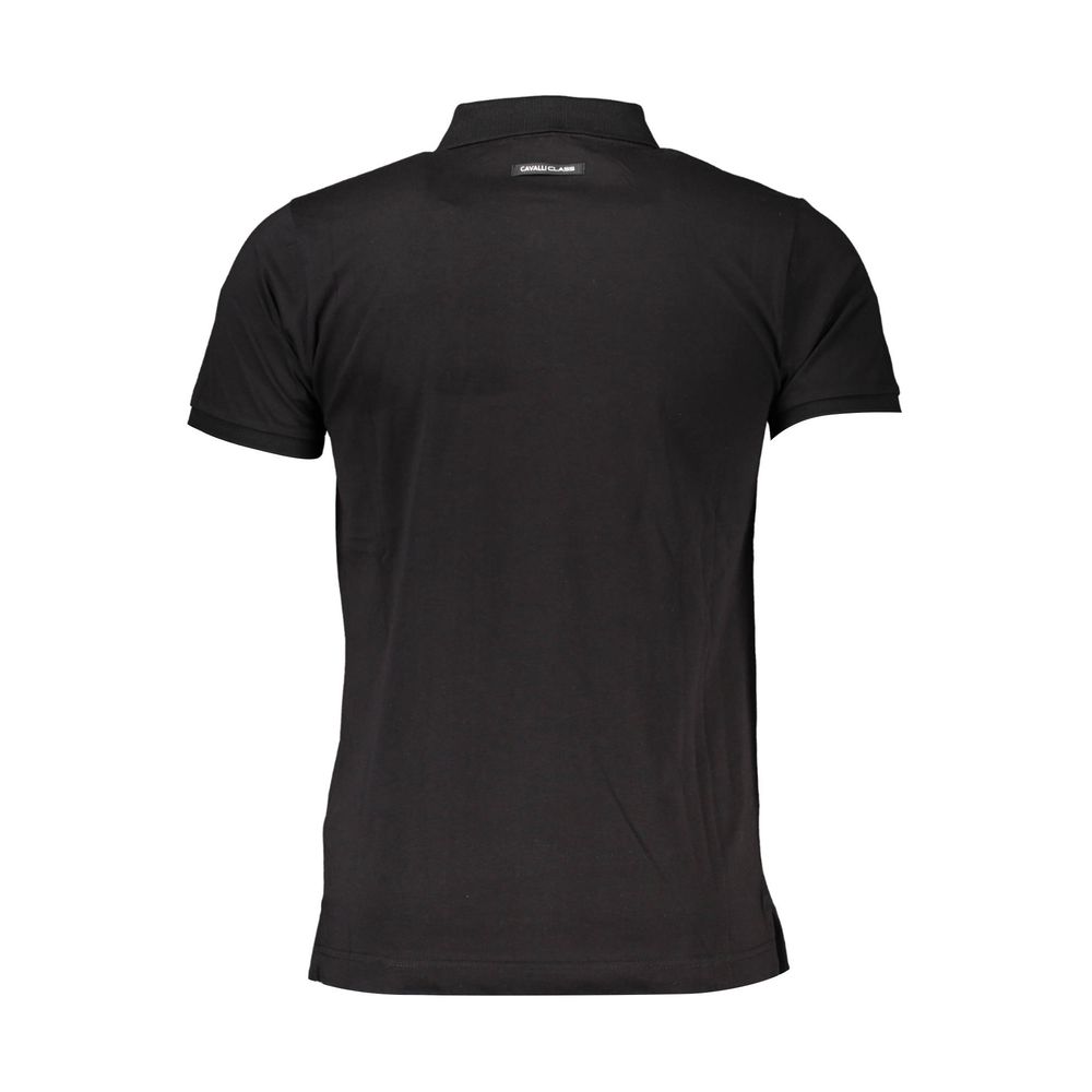 Cavalli Class Black Cotton Polo Shirt for Men