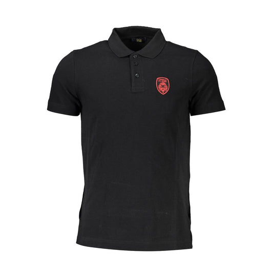 Cavalli Class Black Cotton Polo Shirt for Men