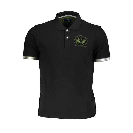 La Martina Elegant black polo with subtle contrasts