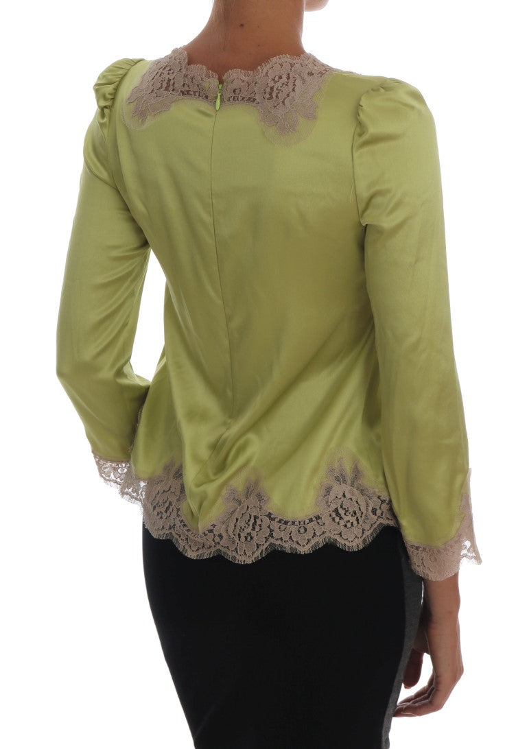 Dolce &amp; Gabbana Elegant silk blouse with floral lace