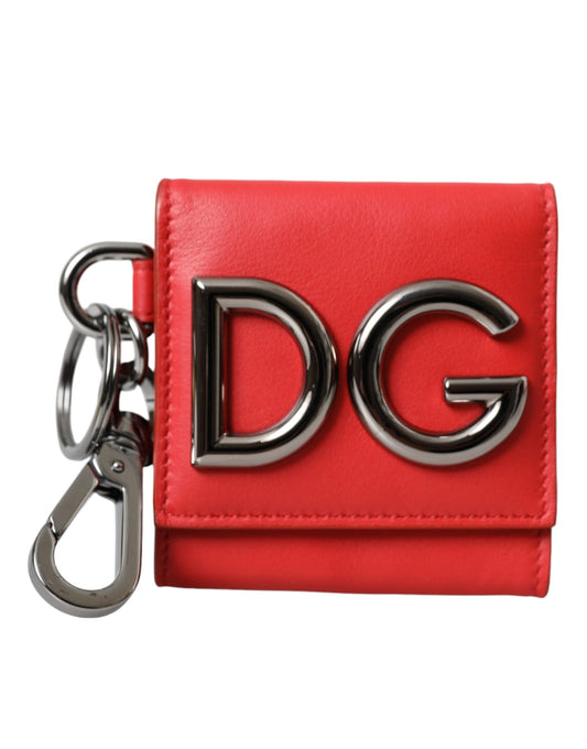 Dolce & Gabbana Rotes Kalbsleder DG Logo Schlüsselanhänger Portemonnaie Geldbörse