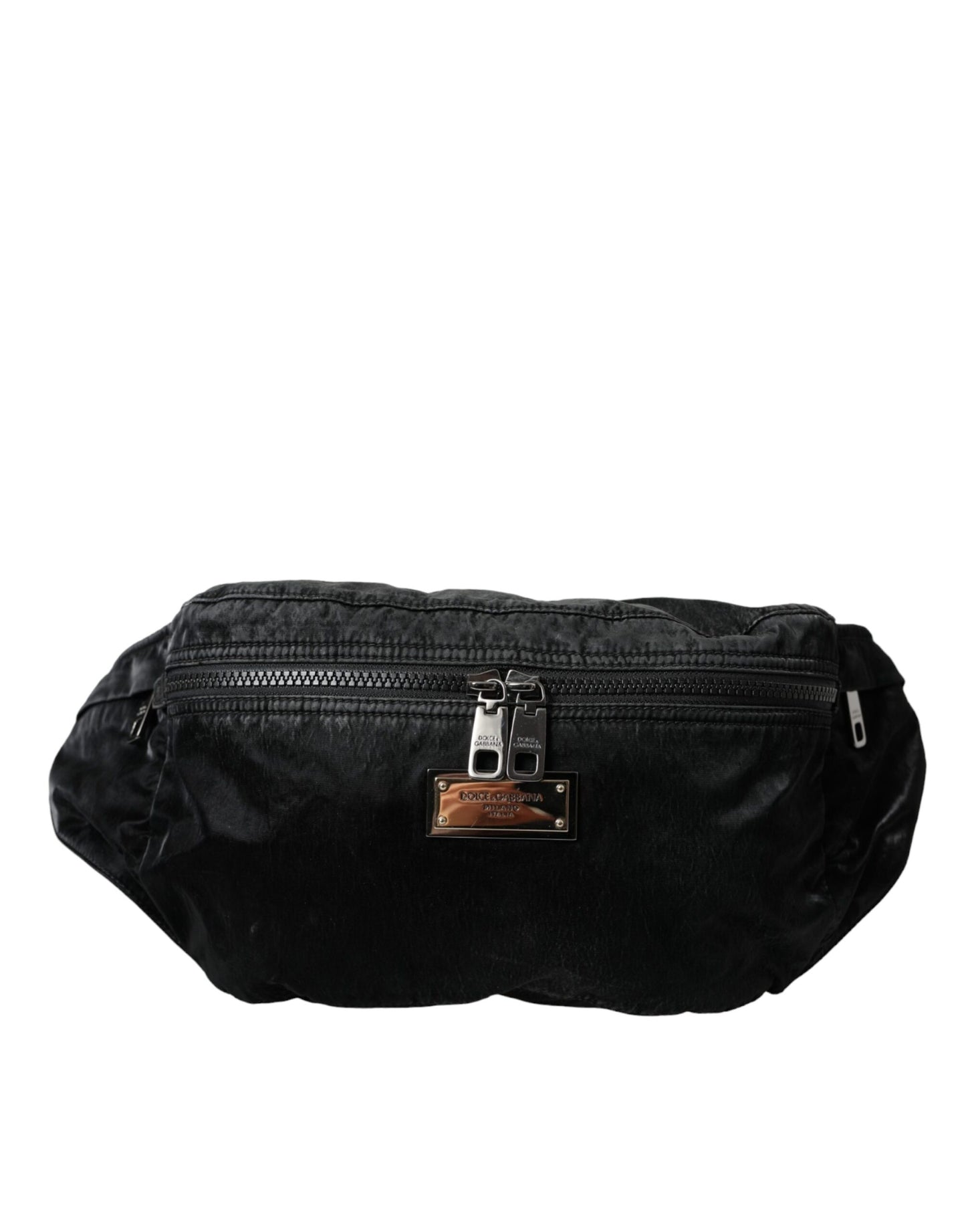 Dolce & Gabbana Schwarzes Nylon Logo Plaque Gürtel Taille Fanny Pack Tasche