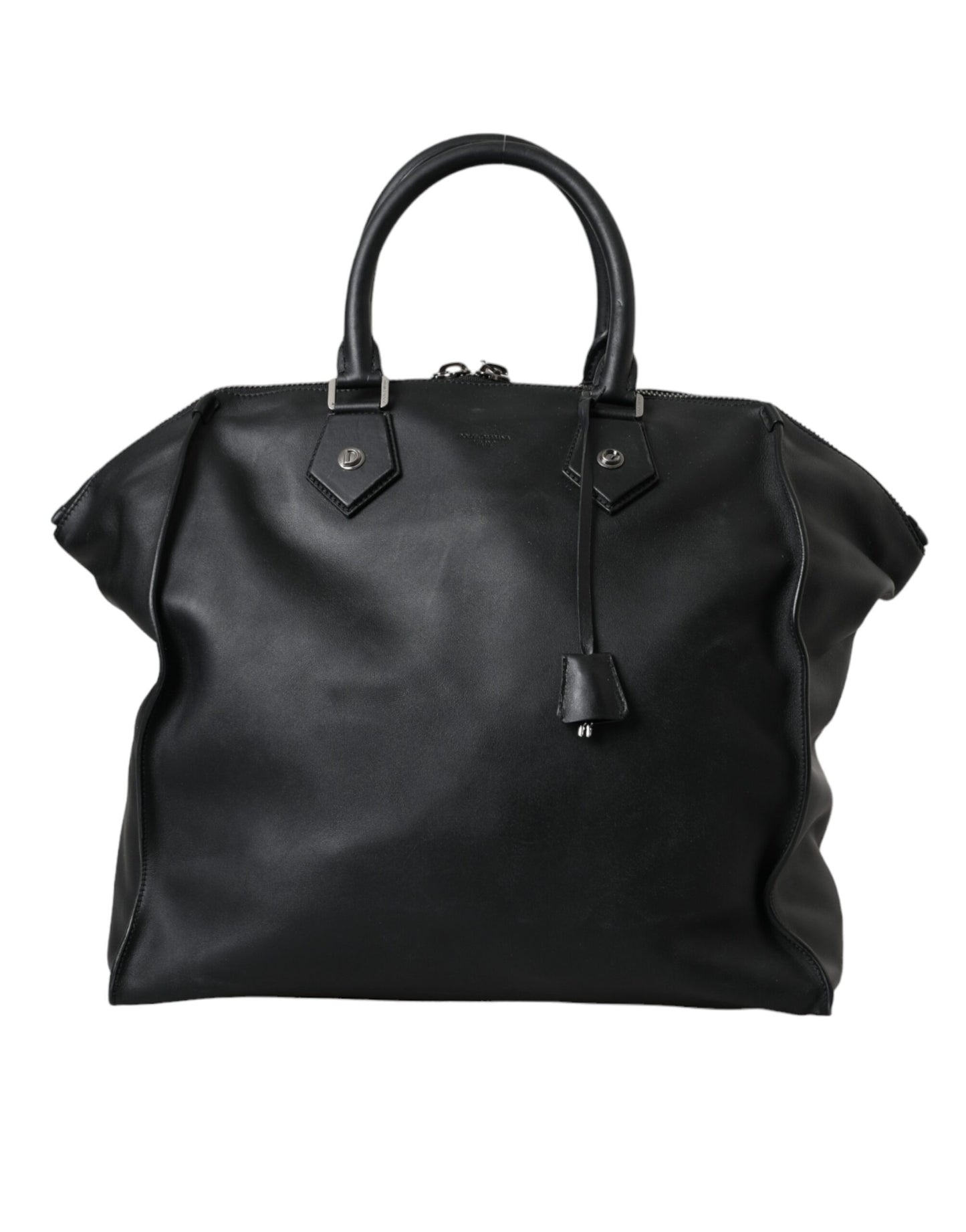 Dolce &amp; Gabbana Black washed calf leather biker-style shopper bag