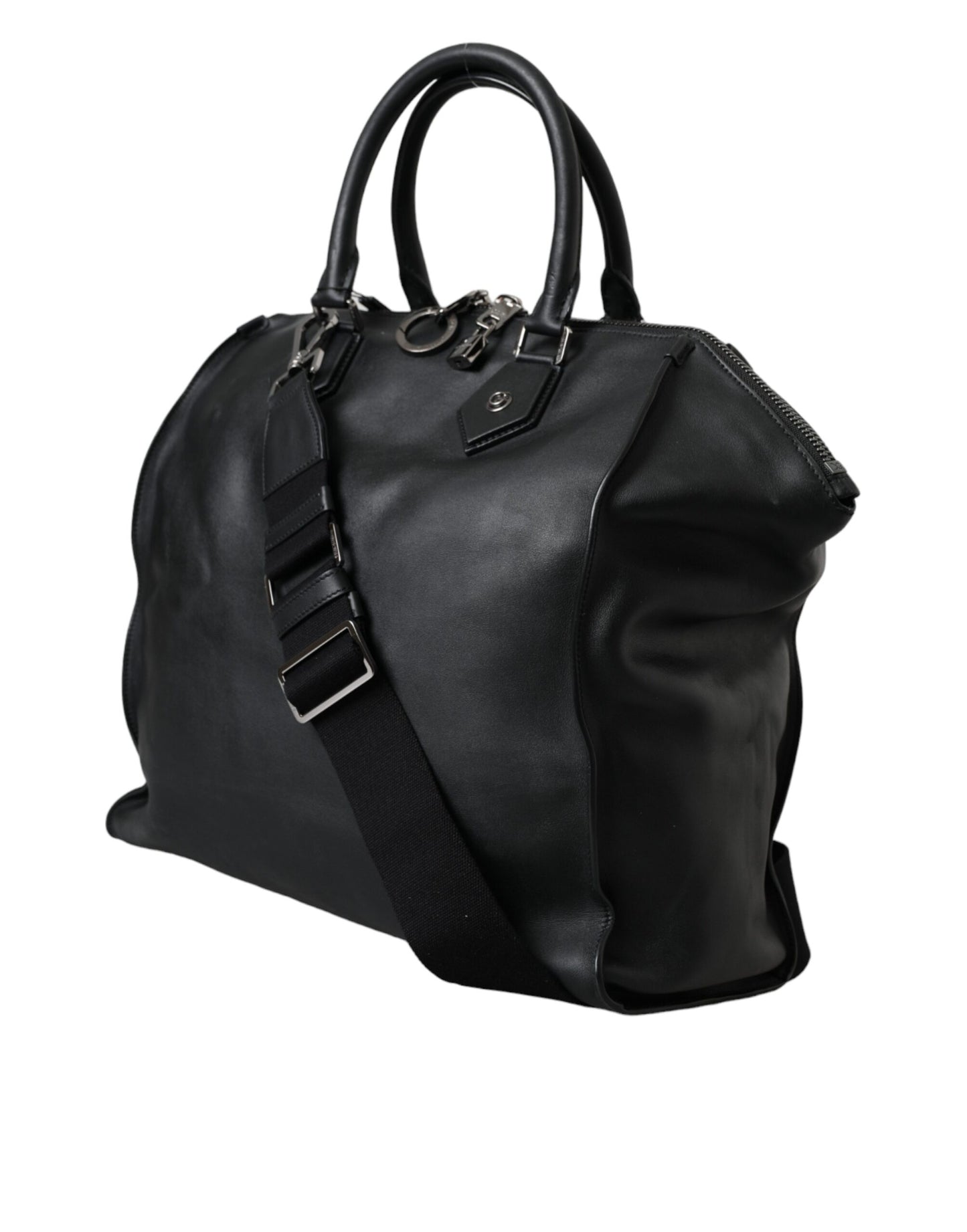 Dolce &amp; Gabbana Black washed calf leather biker-style shopper bag