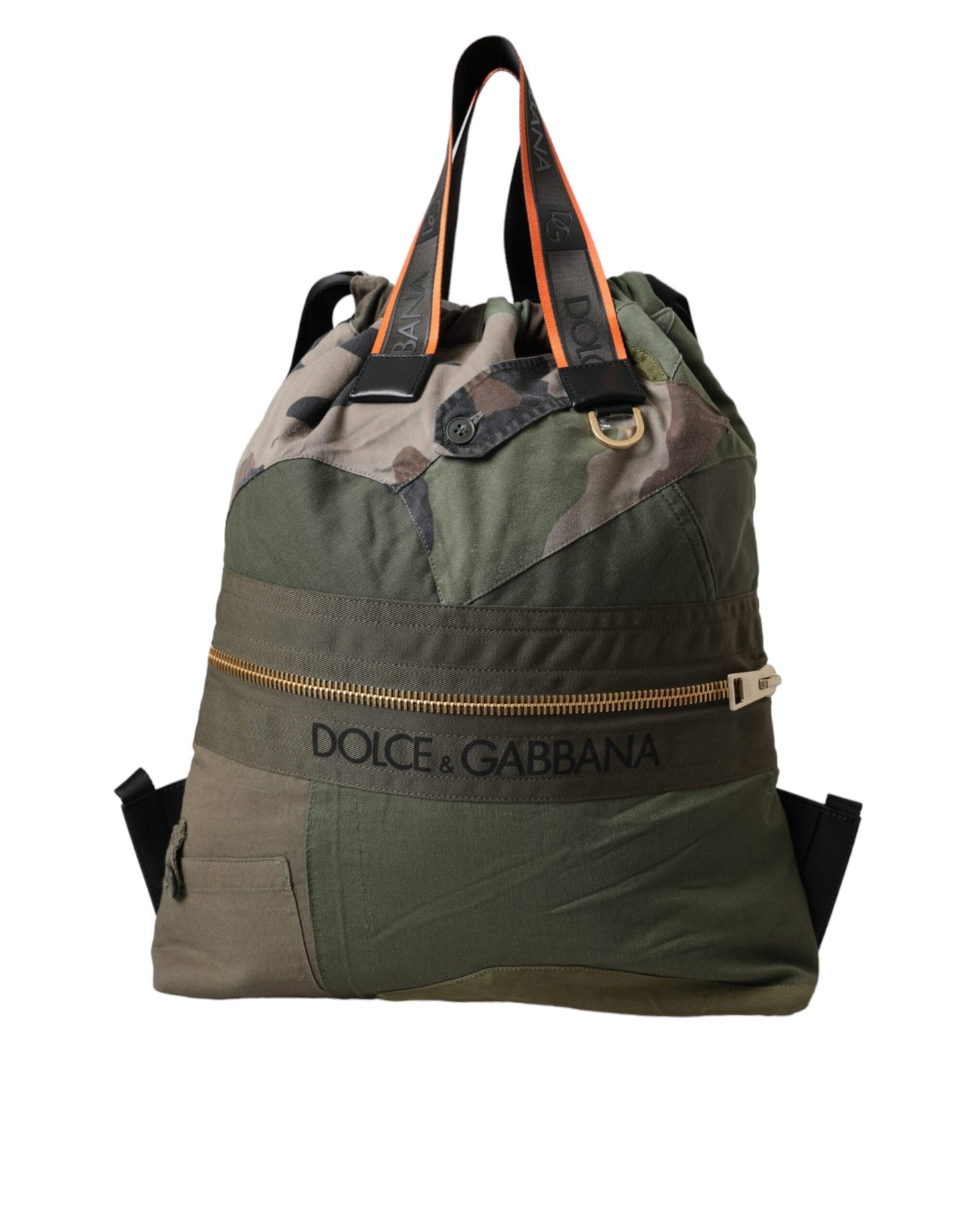 Dolce &amp; Gabbana Military Green Patchwork Backpack Rucksack Bag