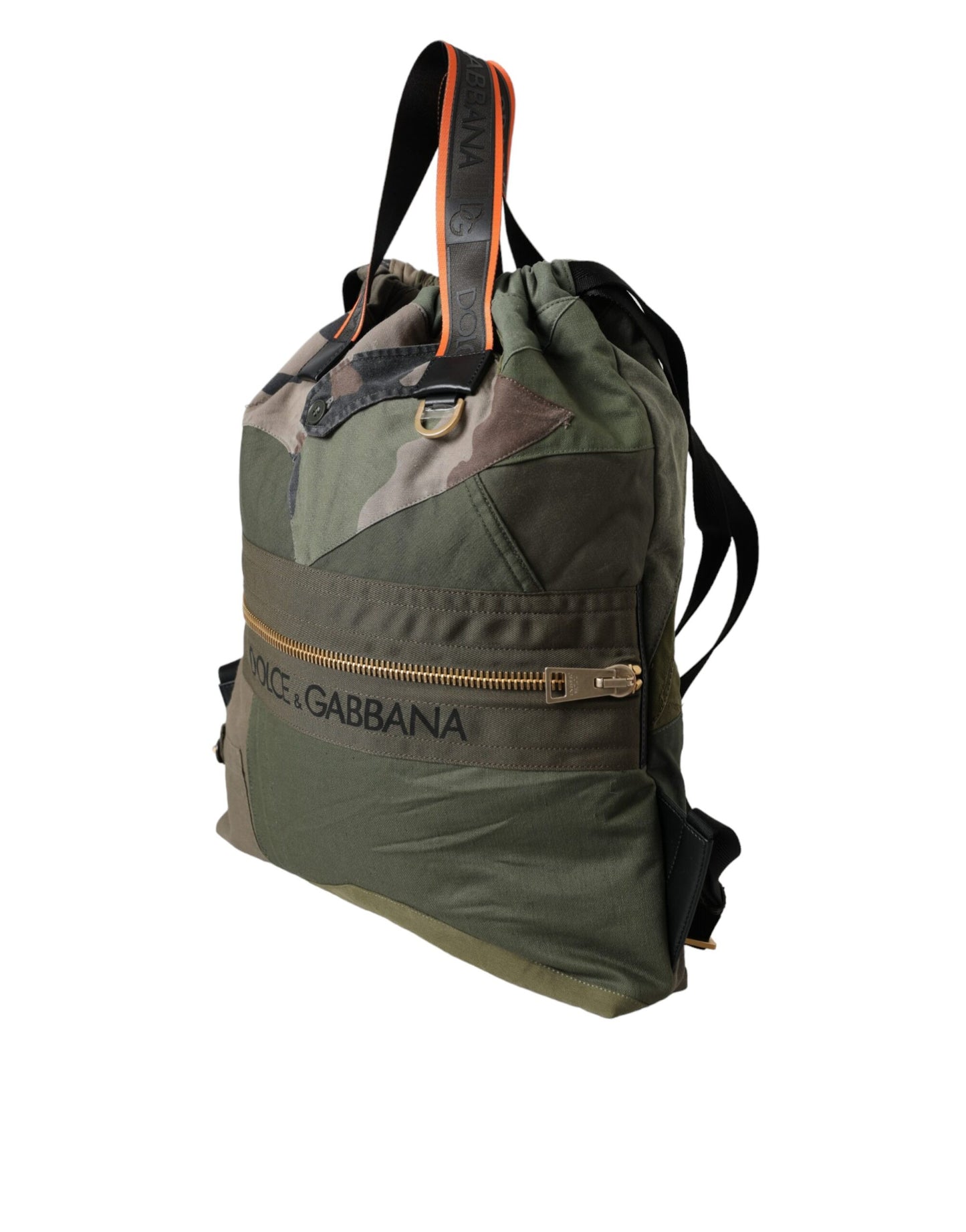 Dolce &amp; Gabbana Military Green Patchwork Backpack Rucksack Bag