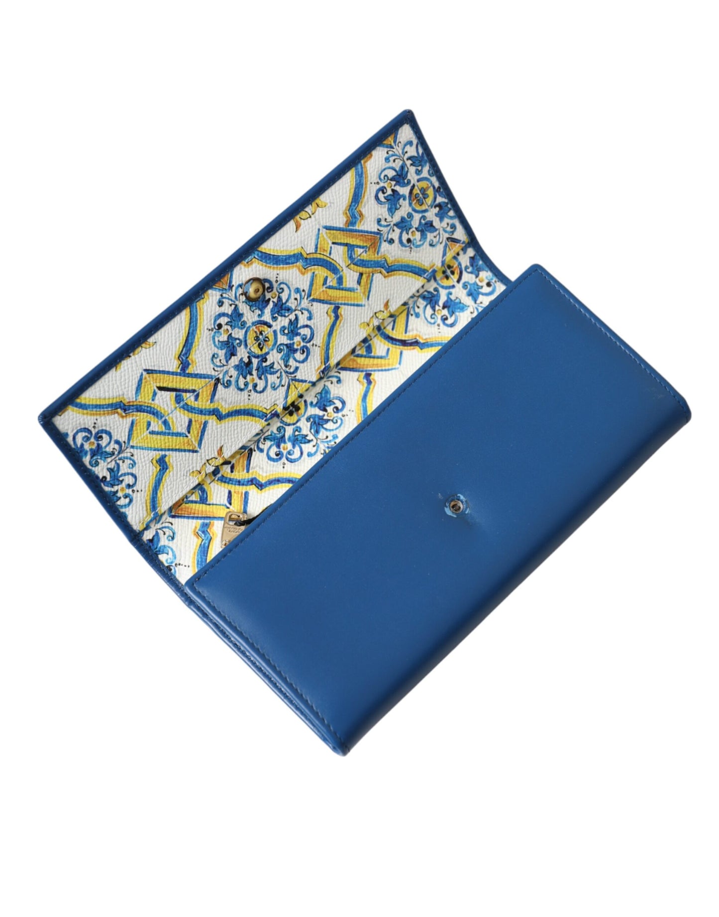 Dolce & Gabbana Blaue Dauphine Leder-Logo-Plakette Kontinentale Brieftasche