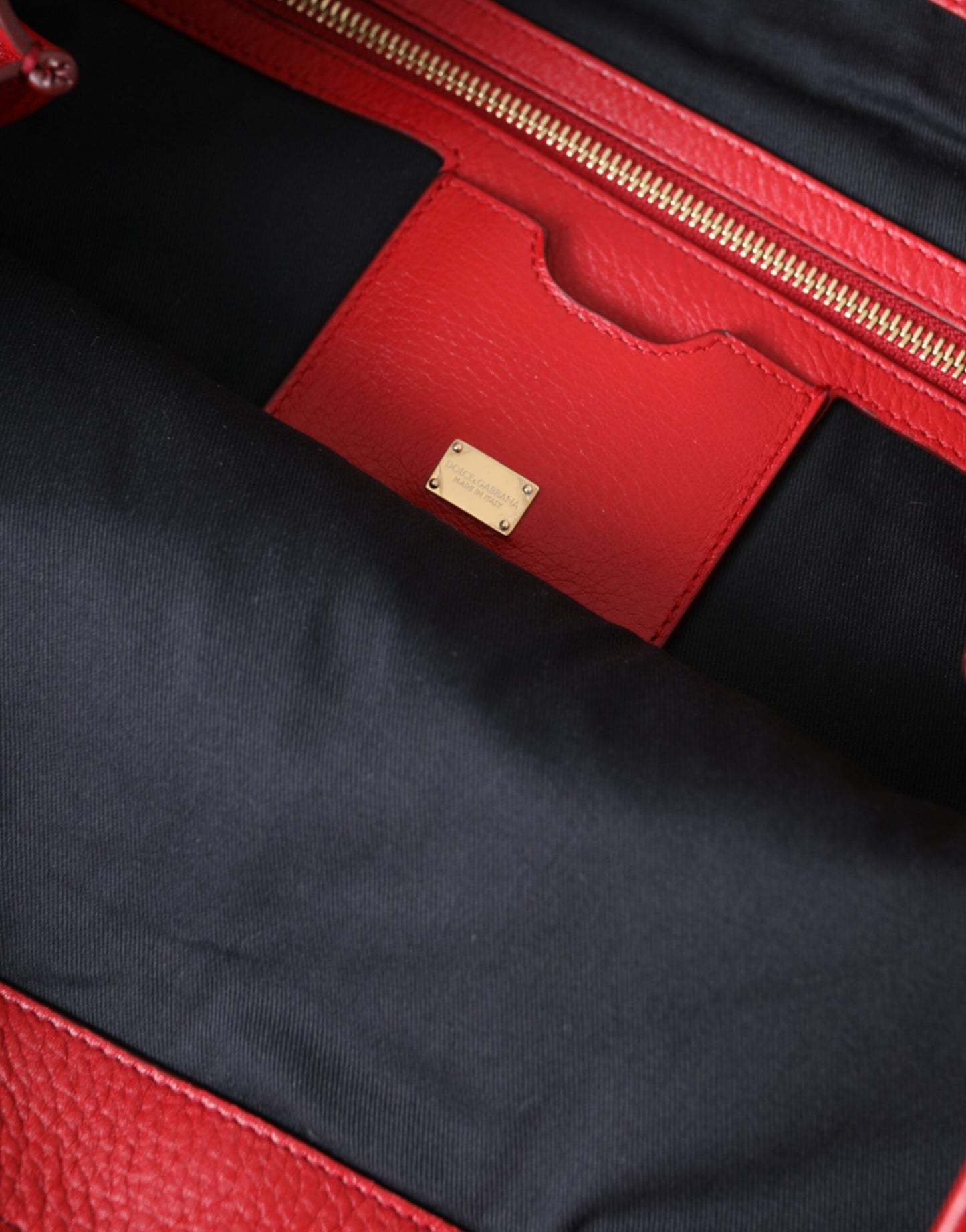 Dolce &amp; Gabbana Red Leather #DGFamily Patch Tote Bag