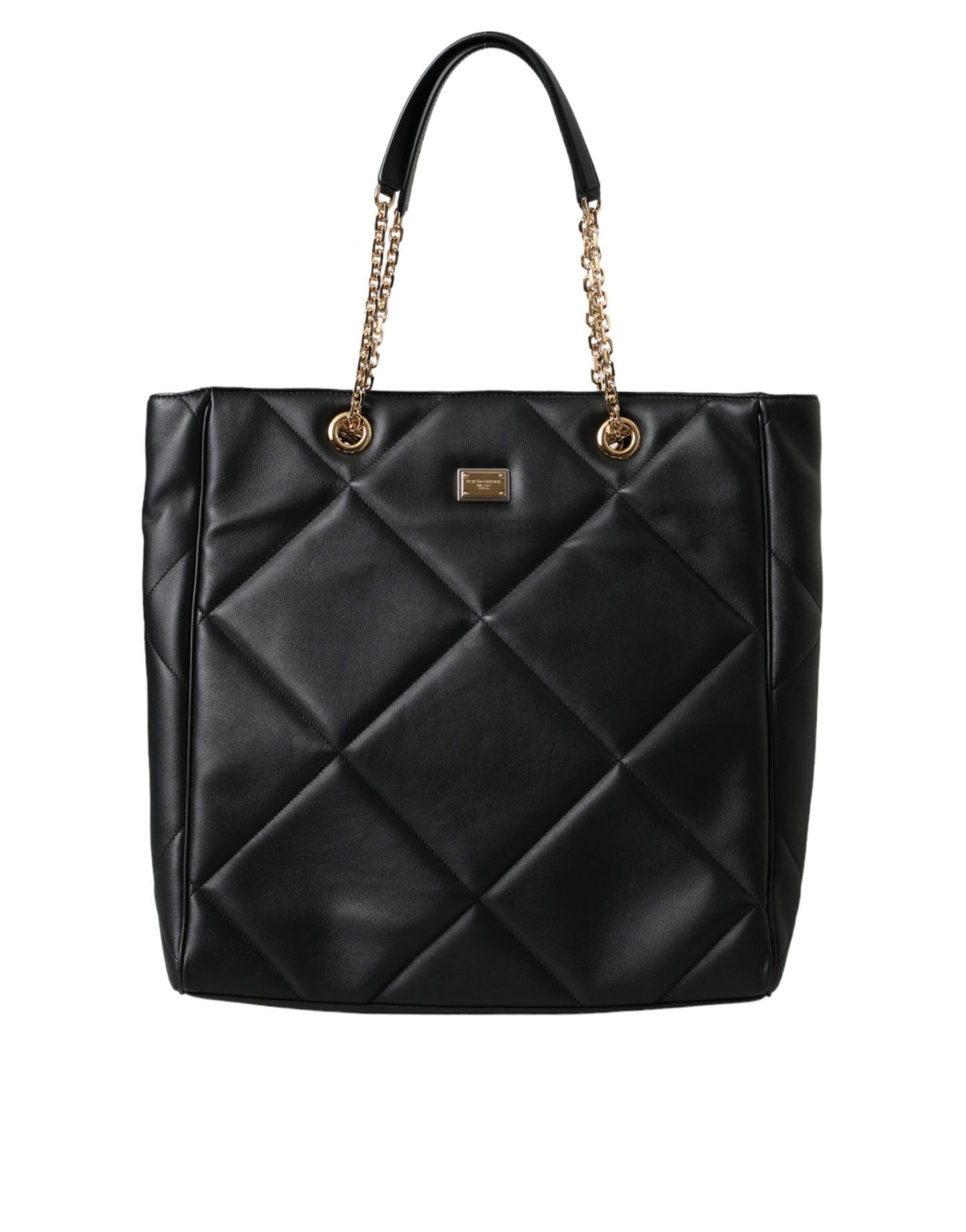 Dolce &amp; Gabbana Black Leather JUNGLE Quilted Tote Bag