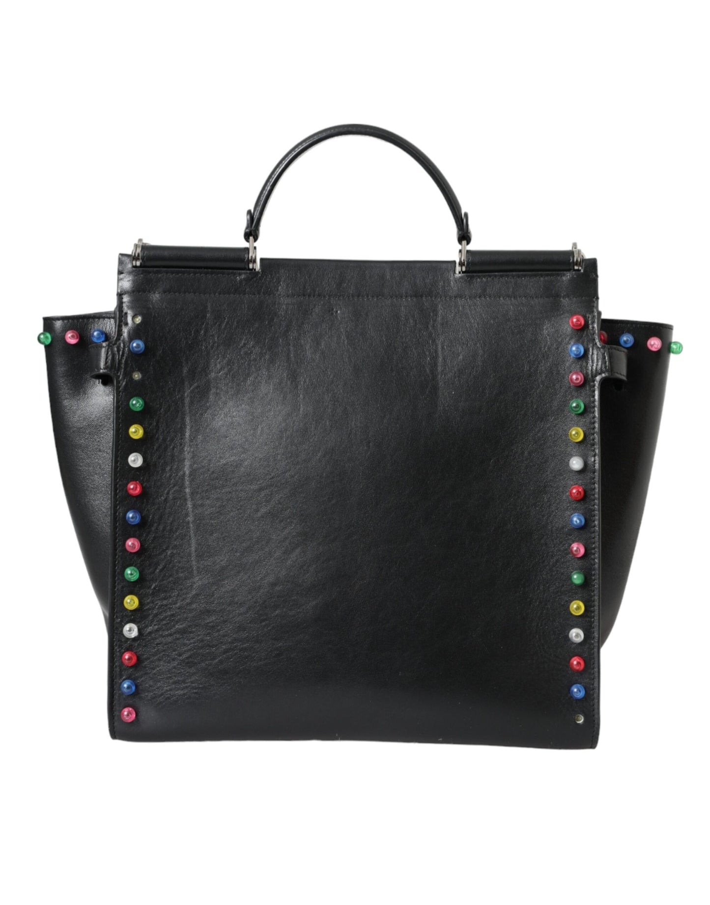 Dolce &amp; Gabbana Black SICILY Leather LED Top Handle Shoulder Bag