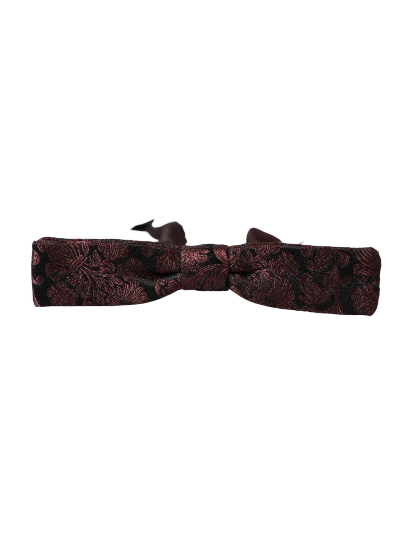 Dolce & Gabbana Maroon Floral Seide Einstellbare Hals Männer Fliege