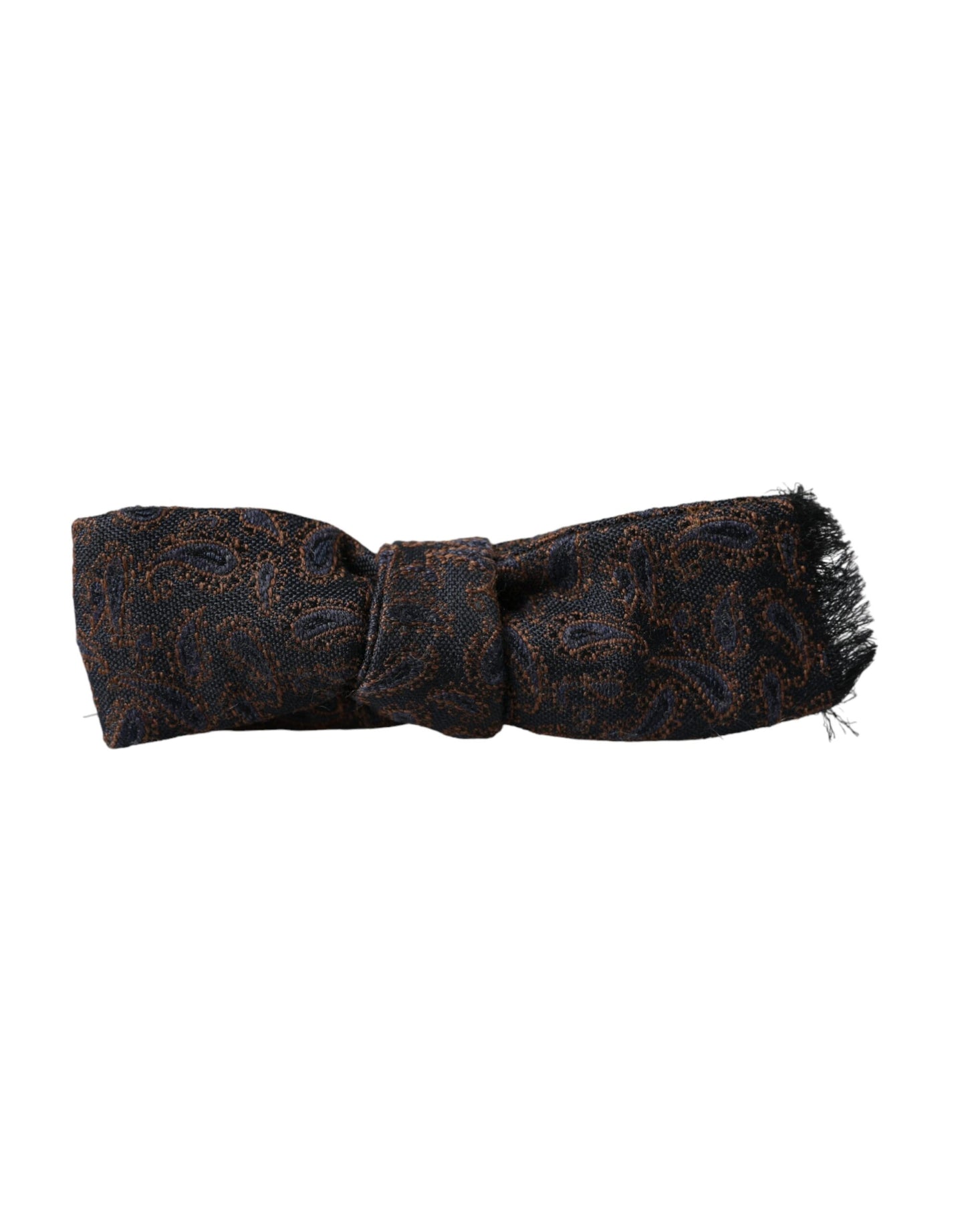 Dolce &amp; Gabbana Brown Fantasy Silk Wool Adjustable Neck Men Bow Tie