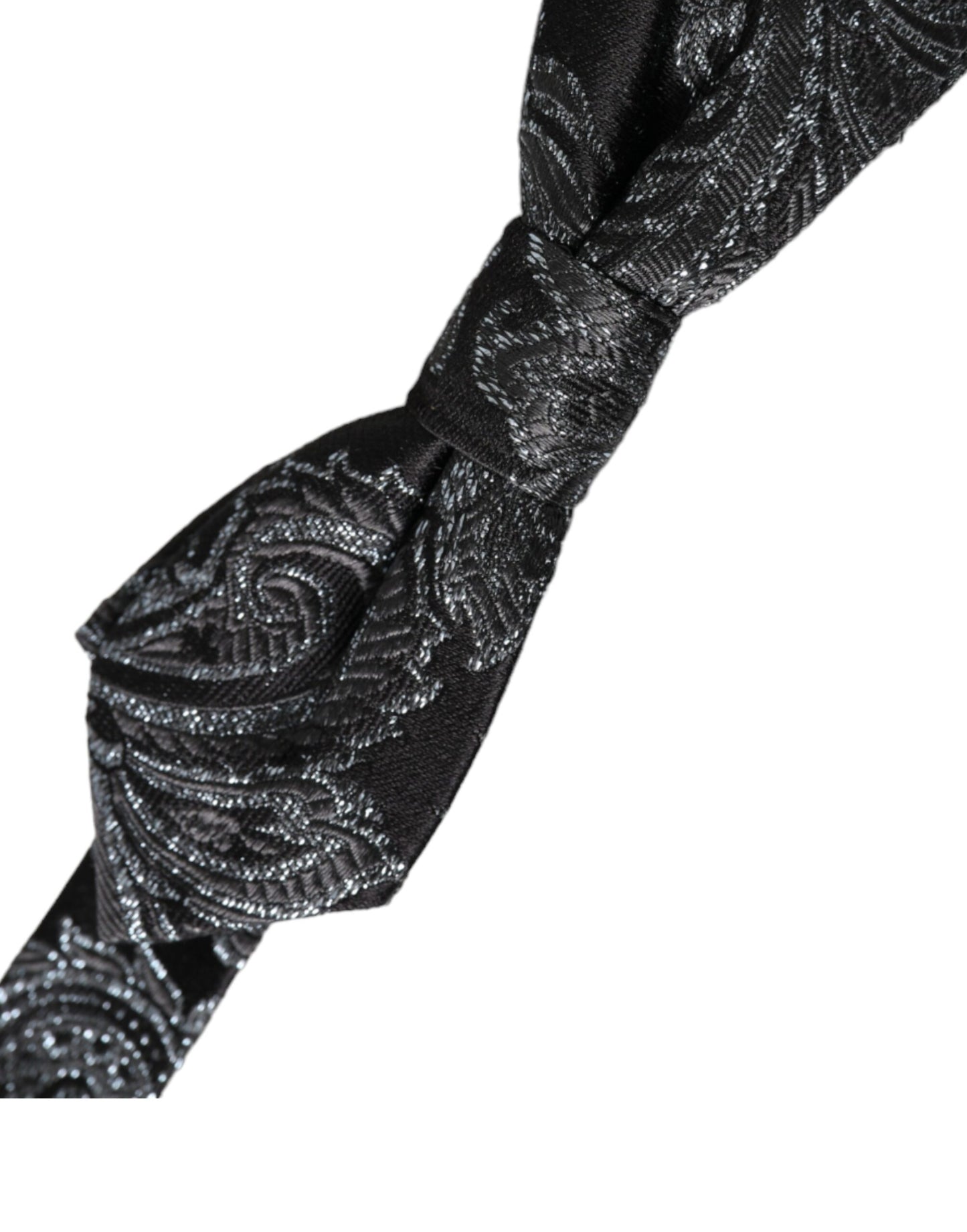 Dolce &amp; Gabbana Black Silk Jacquard Adjustable Neck Men Bow Tie