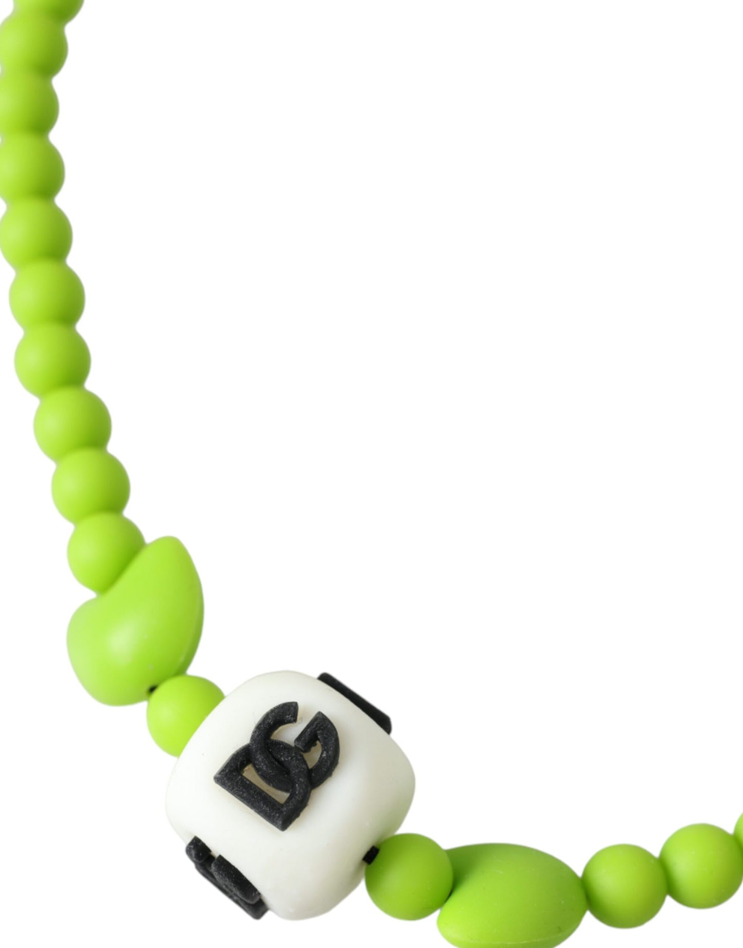 Dolce &amp; Gabbana Green Pearl Necklace DG Logo Charm Necklace