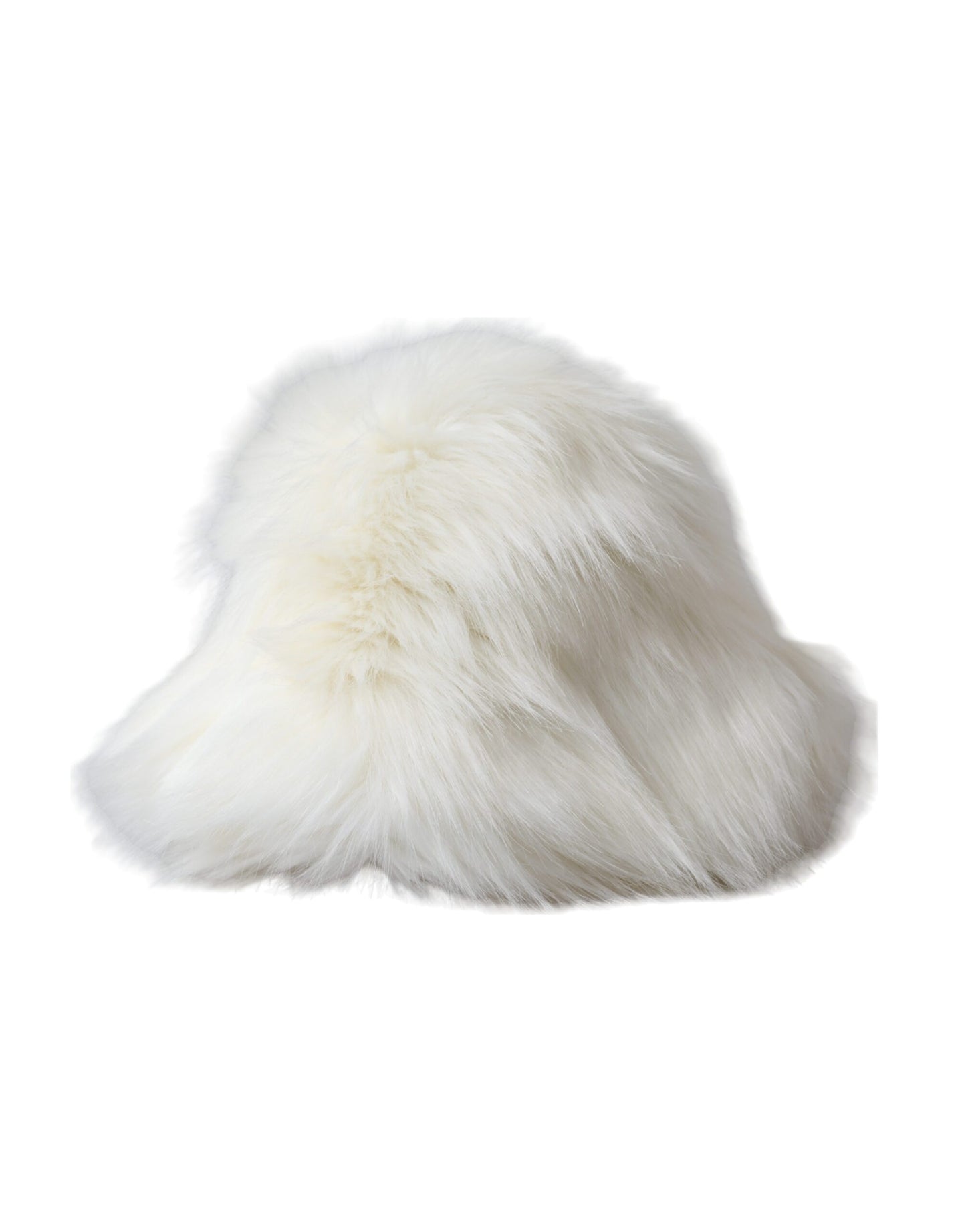 Dolce &amp; Gabbana White Acrylic Fur Women Bucket Hat