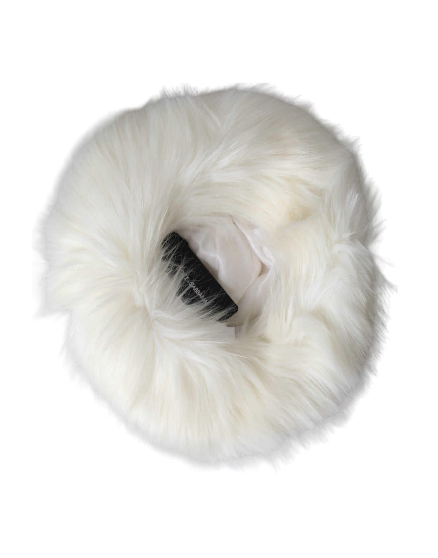 Dolce &amp; Gabbana White Acrylic Fur Women Bucket Hat