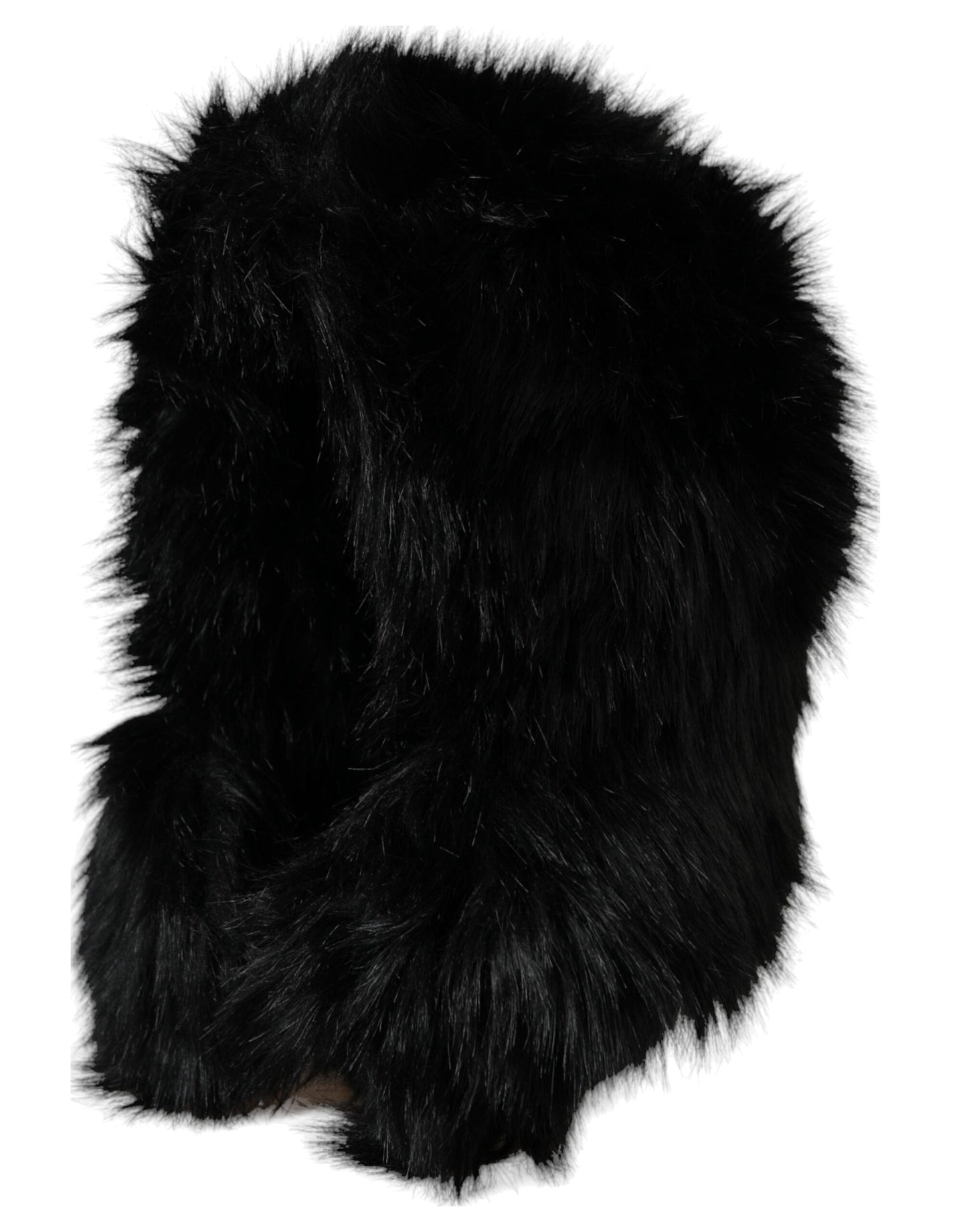 Dolce &amp; Gabbana Black Faux Fur Full Head Wrap Hat