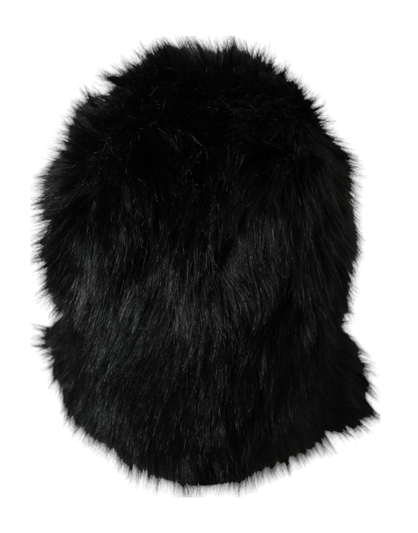 Dolce &amp; Gabbana Black Faux Fur Full Head Wrap Hat