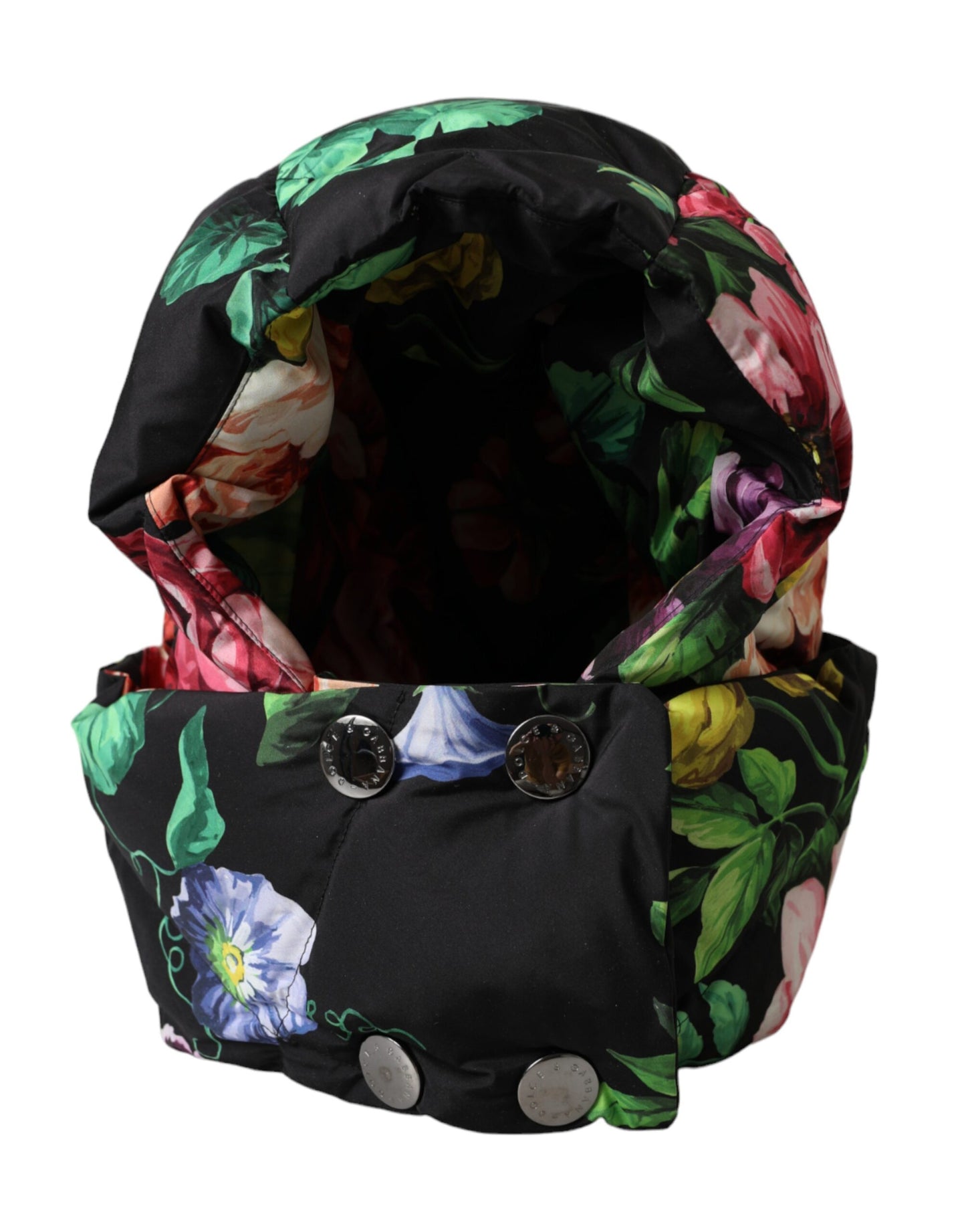 Dolce &amp; Gabbana Black Floral Print Full Head Wrap Hat